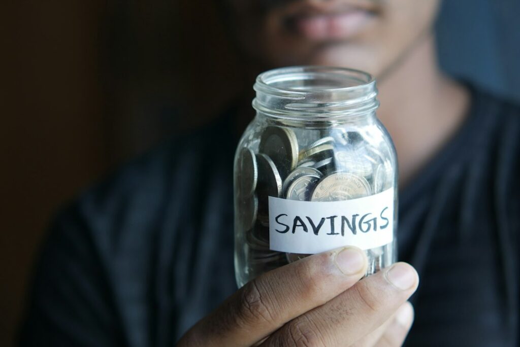 Savings jar representing an emergency fund