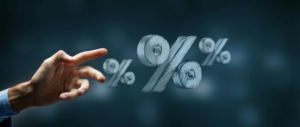 Percentage symbol representing benchmark bank interest rates