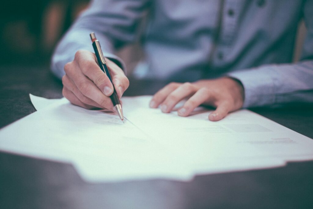 Business loan paperwork ready for signature